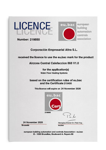 Certificat eu.bac Water Floor Heating Systems